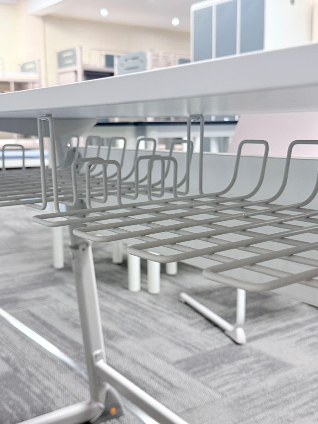 Temporary close-up of the under-desk storage structure Height Adjustable School Double Desk colour or configuration view 3