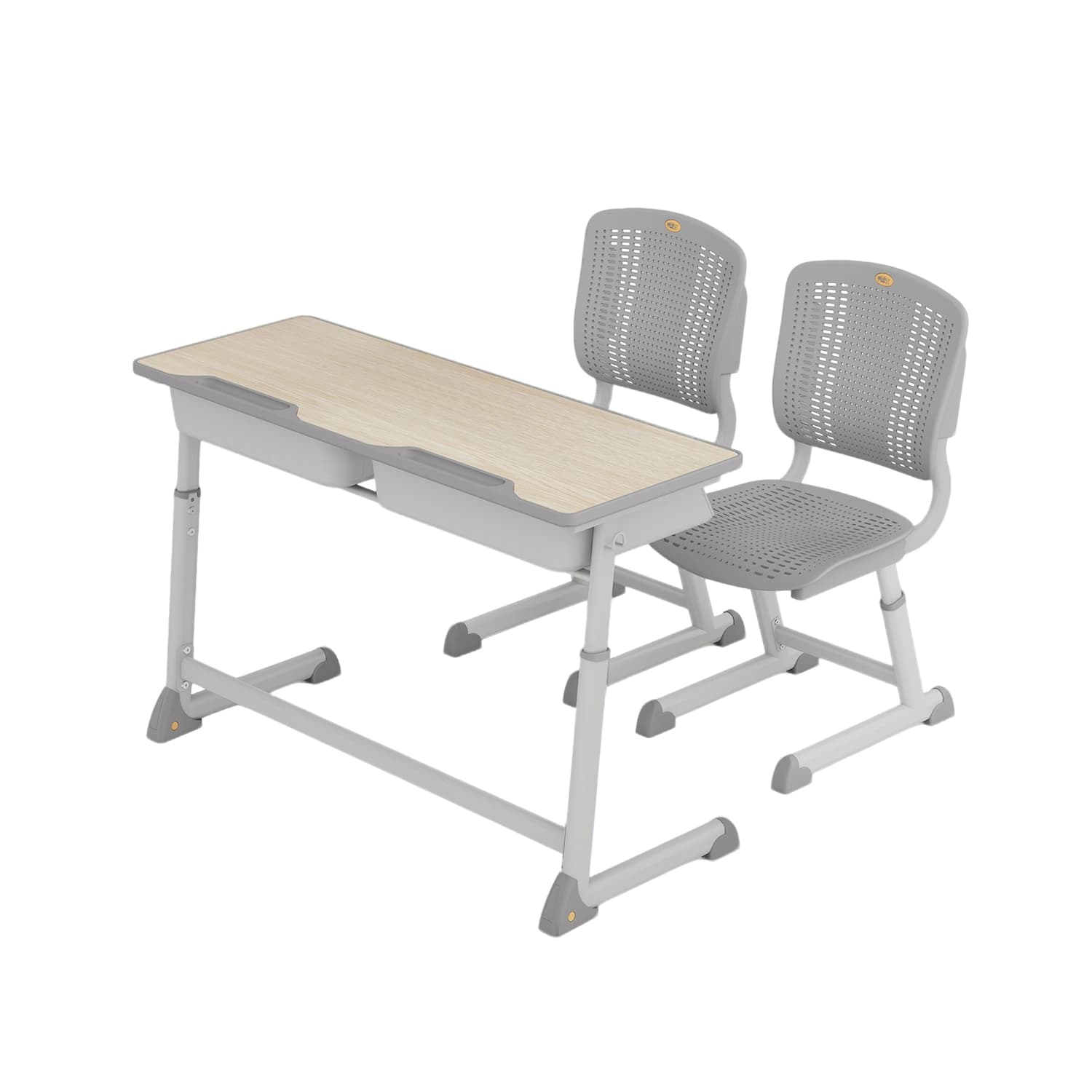 Temporary white-background view of a Yuzhen double student desk and chairs Height Adjustable School Double Desk colour or configuration view 1
