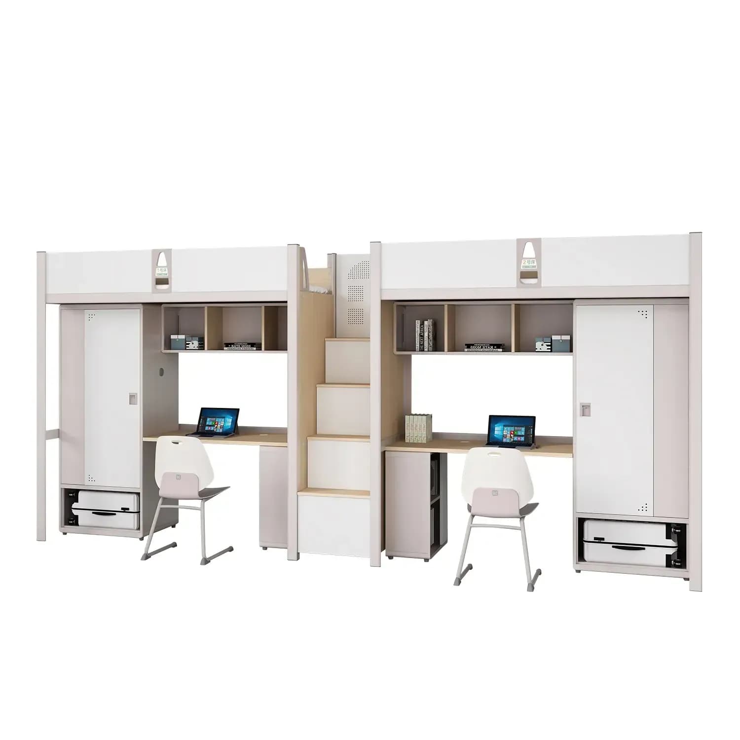 Double-seat dormitory bed – bed with wardrobe and desk SW-004 school furniture product