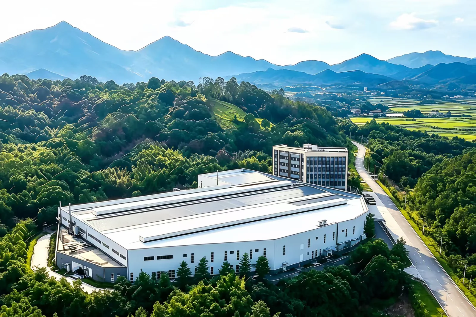 Aerial view of the Yuzhen school furniture manufacturing campus in Guangzhou Aerial view of the Yuzhen school furniture manufacturing campus in Guangzhou
