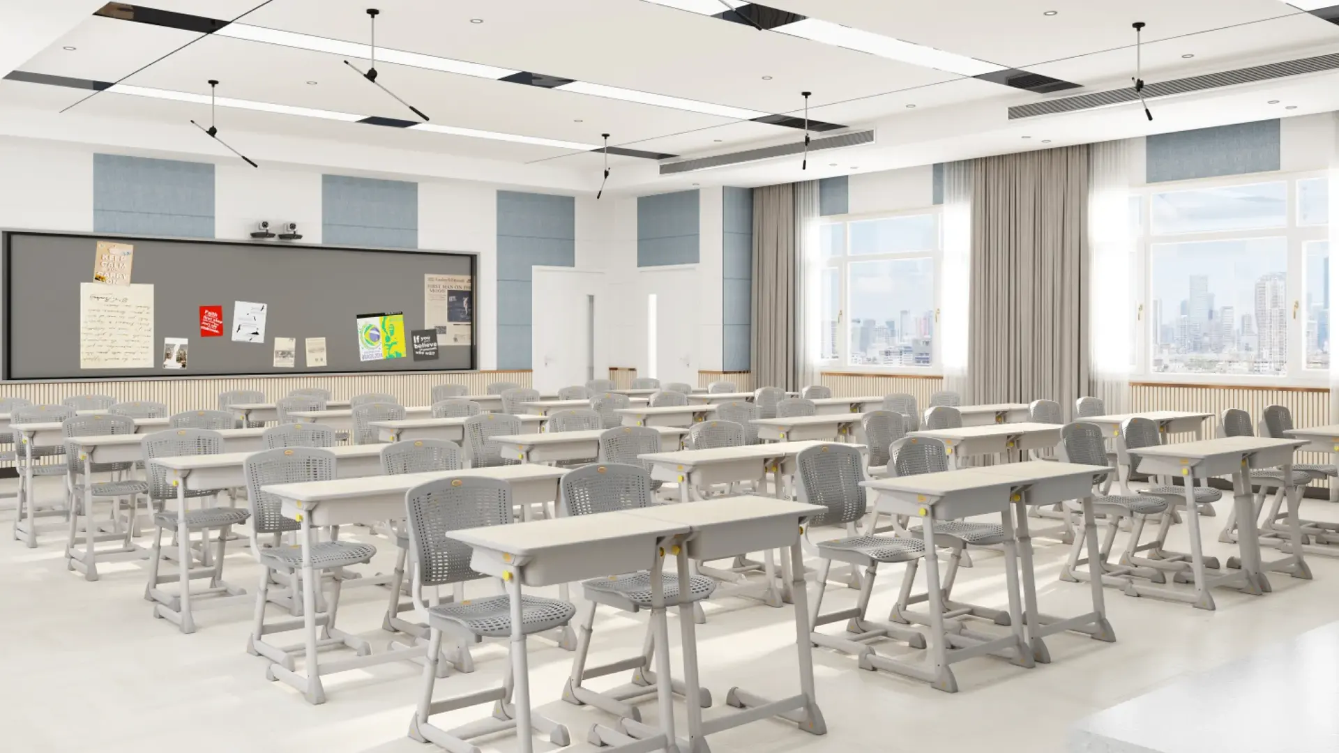 Yuzhen school furniture single:double adjustable table and chair-1