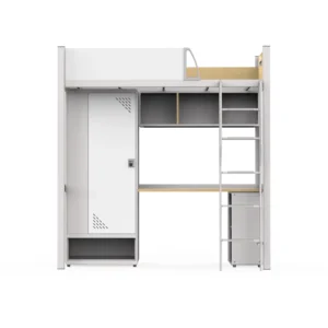 Apartment single bed wardrobe desk combination-2